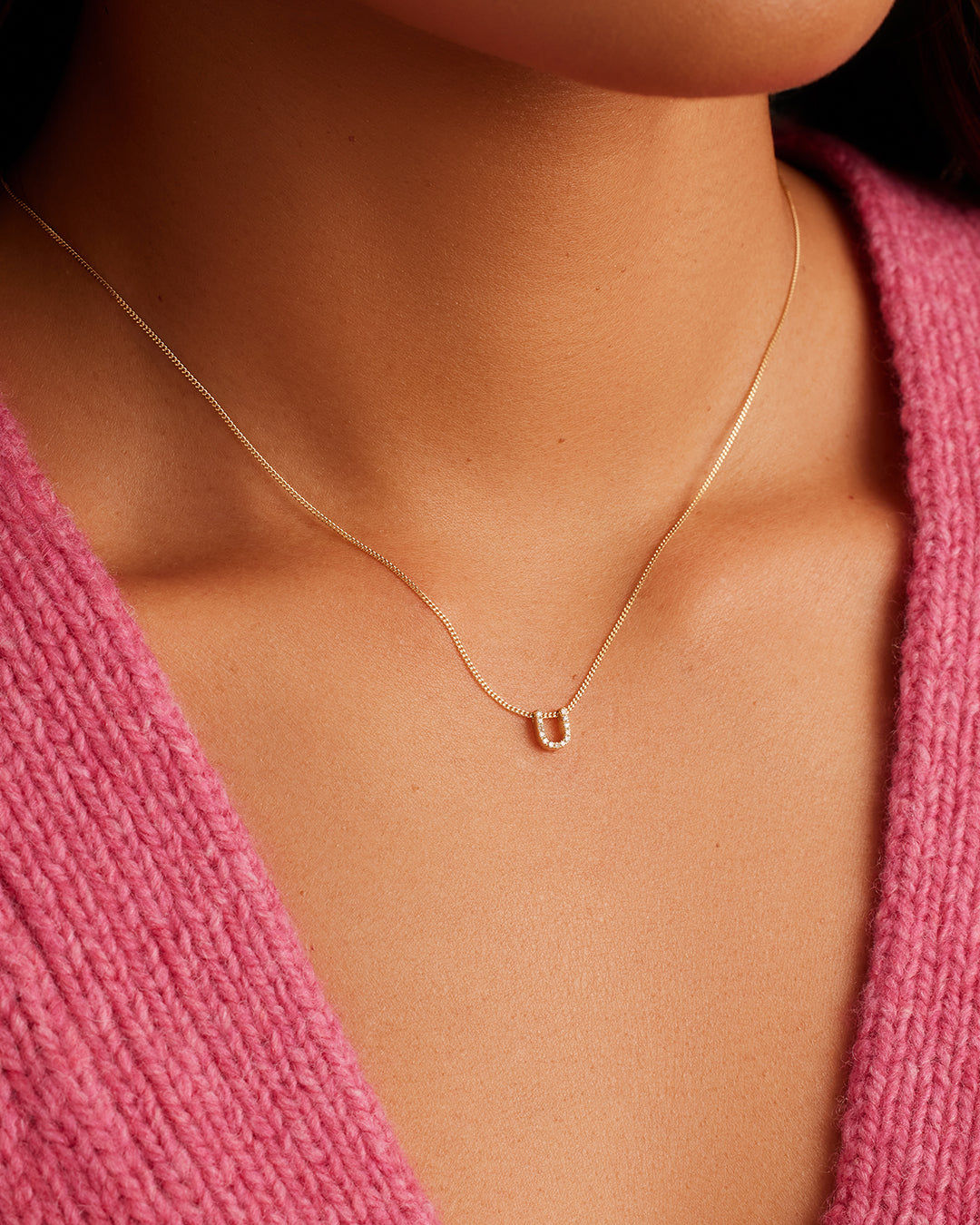 Diamond Alphabet Necklace in 14K Gold