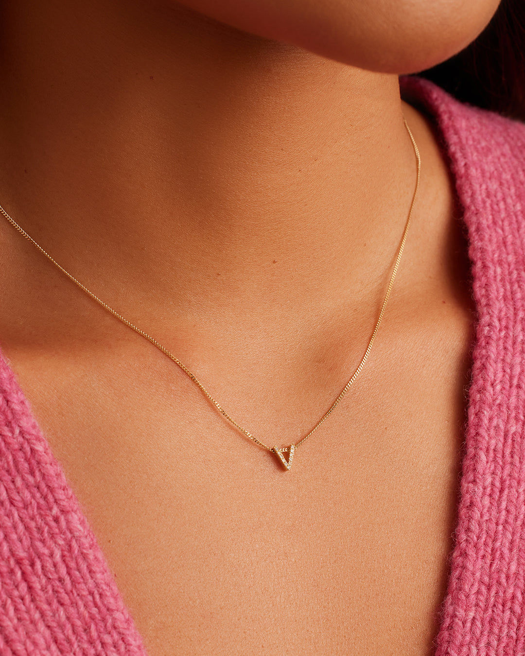 Diamond Alphabet Necklace in 14K Gold