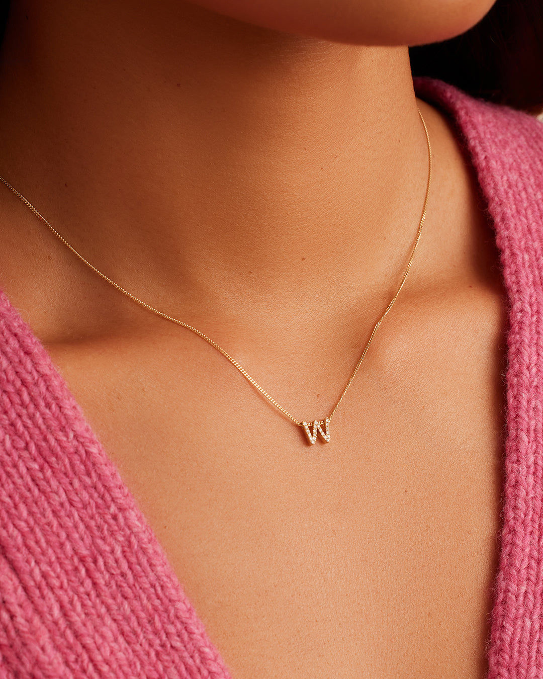 Diamond Alphabet Necklace in 14K Gold