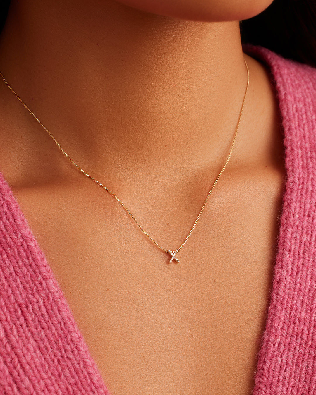Diamond Alphabet Necklace in 14K Gold