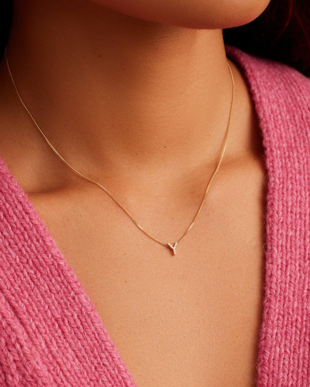 Diamond Alphabet Necklace in 14K Gold
