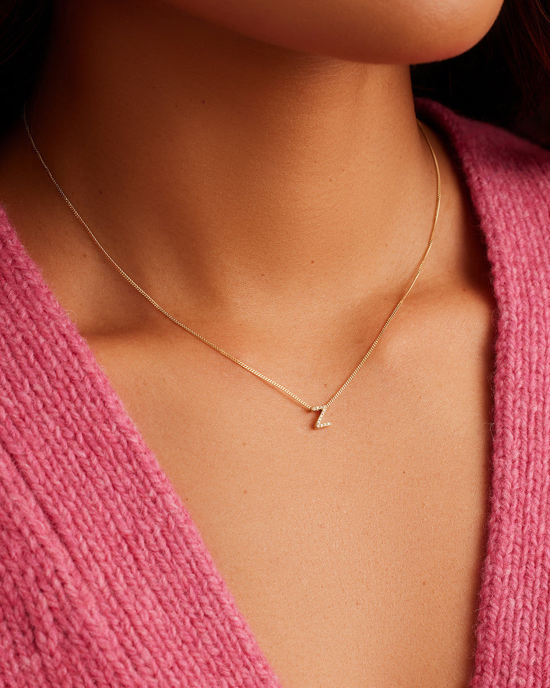 Diamond Alphabet Necklace in 14K Gold