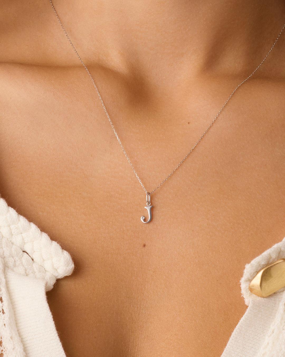 Diamond Vintage Alphabet Charm in 14K Gold