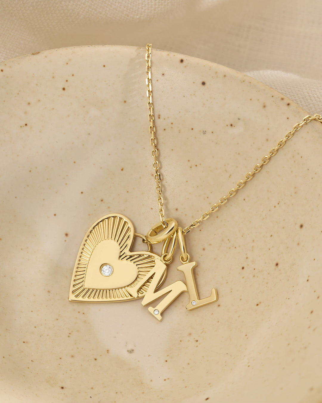 Diamond Vintage Alphabet Charm in 14K Gold