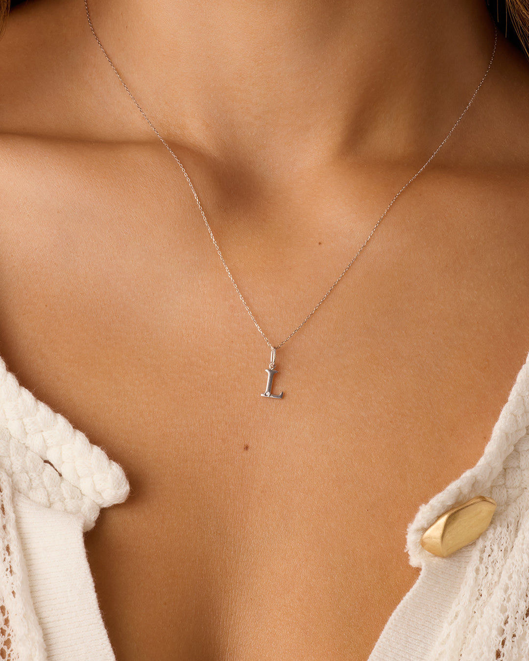 Diamond Vintage Alphabet Charm in 14K Gold