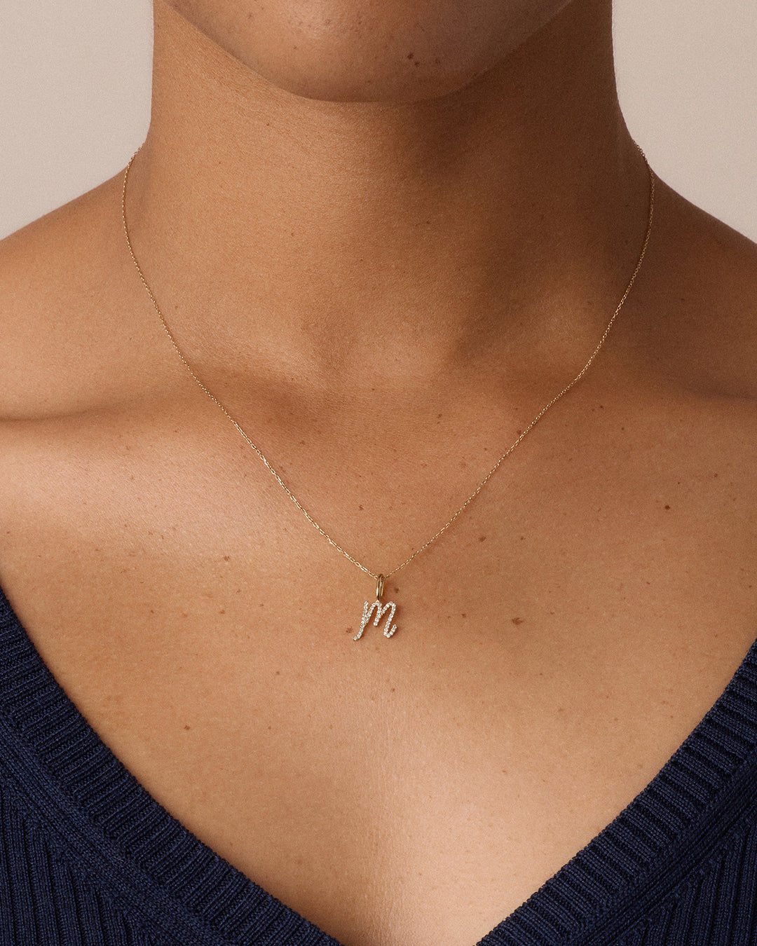 Diamond Script Alphabet Charm in 14K Gold