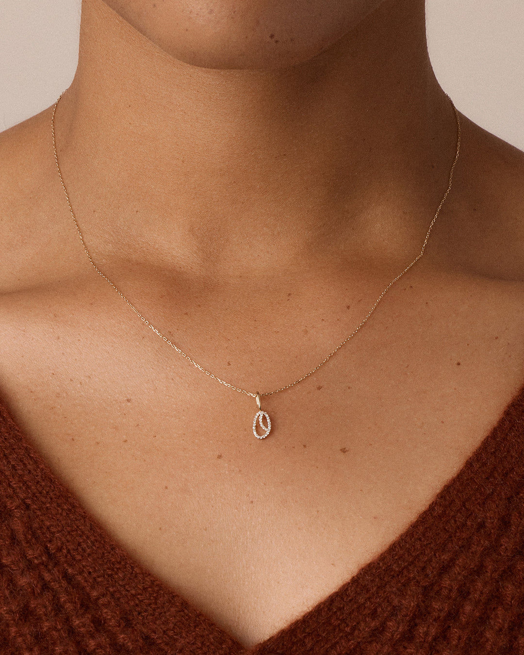 Diamond Script Alphabet Charm in 14K Gold