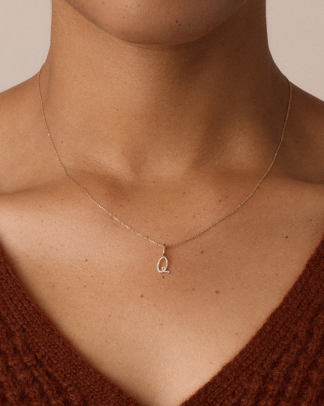 Diamond Script Alphabet Charm in 14K Gold