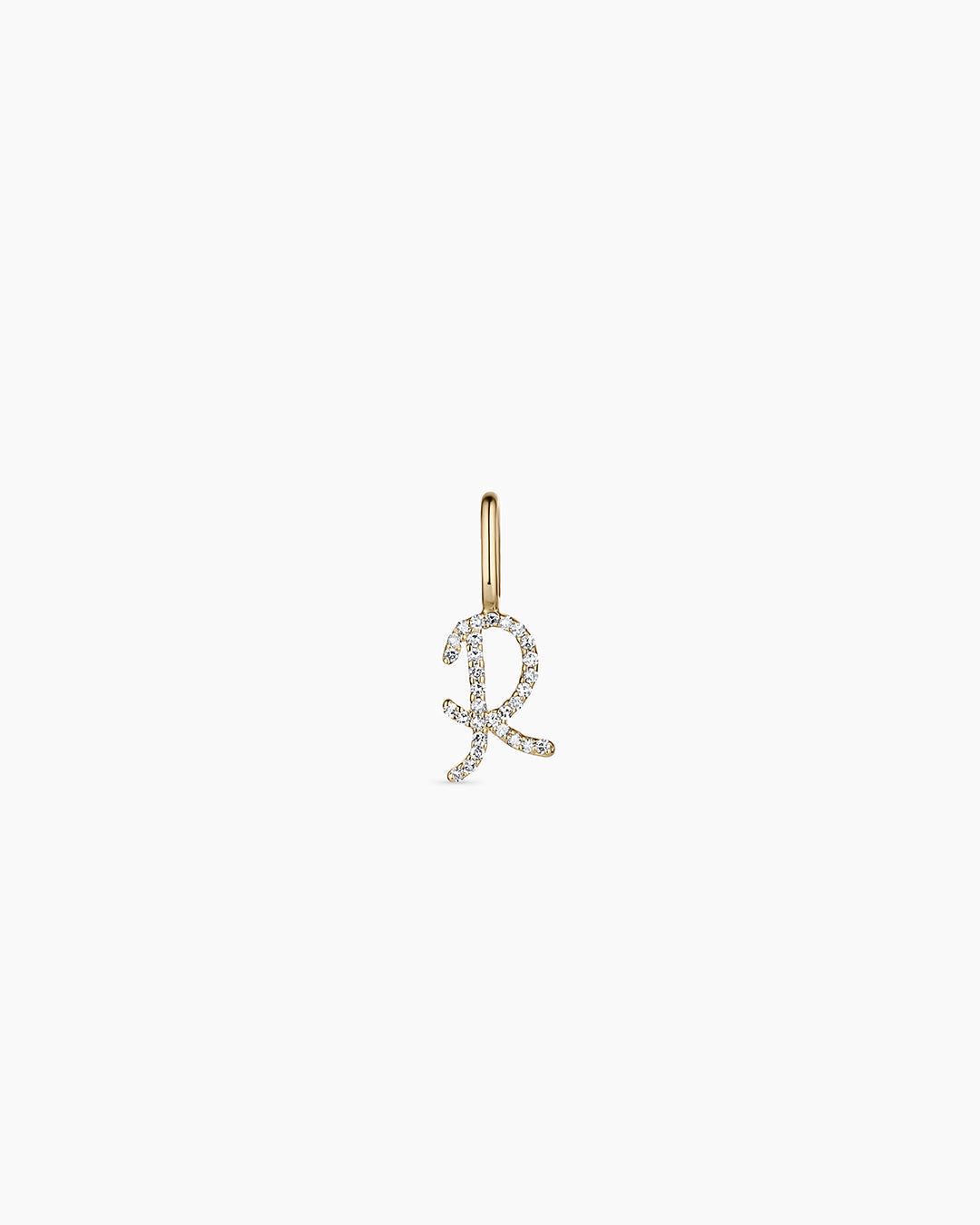 Diamond Script Alphabet Charm in 14K Gold