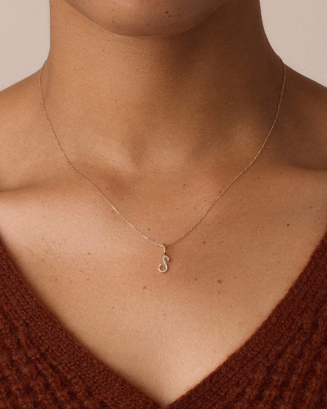 Diamond Script Alphabet Charm in 14K Gold