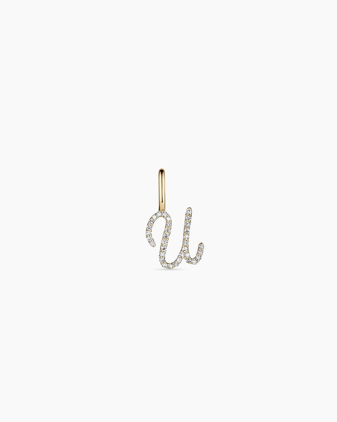 Diamond Script Alphabet Charm in 14K Gold