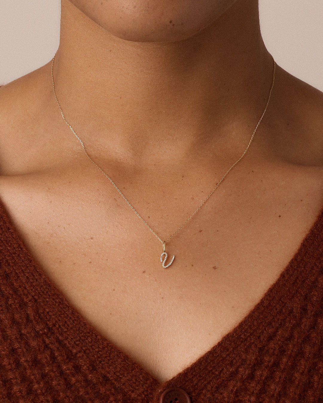 Diamond Script Alphabet Charm in 14K Gold