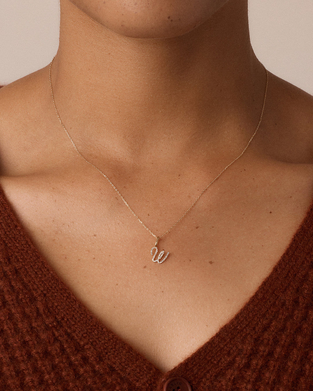 Diamond Script Alphabet Charm in 14K Gold