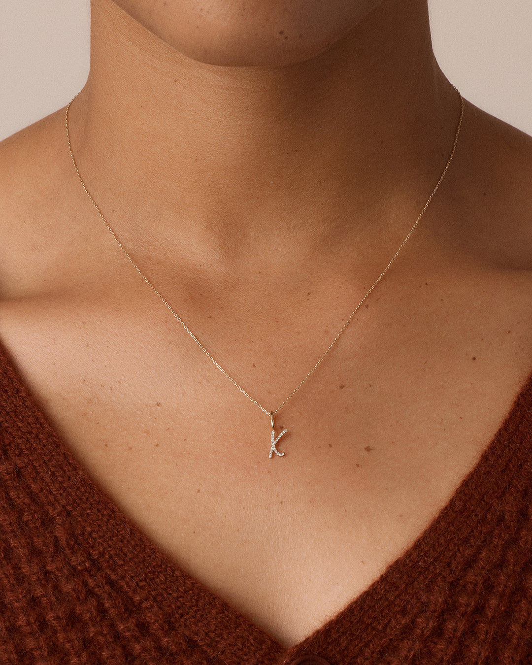 Diamond Script Alphabet Charm in 14K Gold