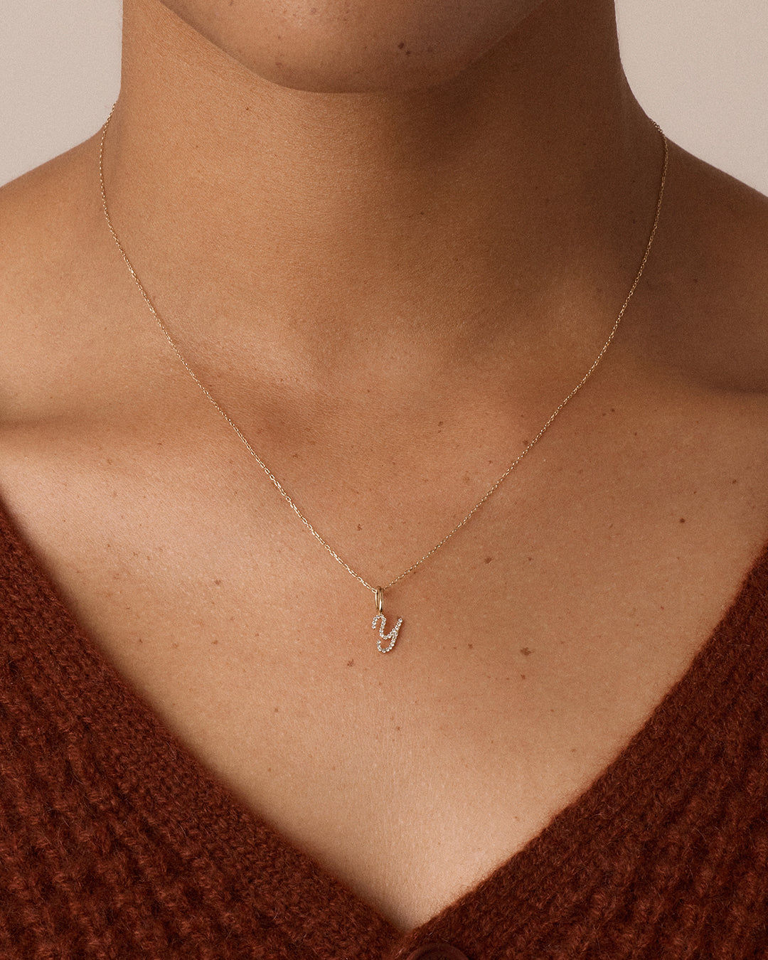 Diamond Script Alphabet Charm in 14K Gold