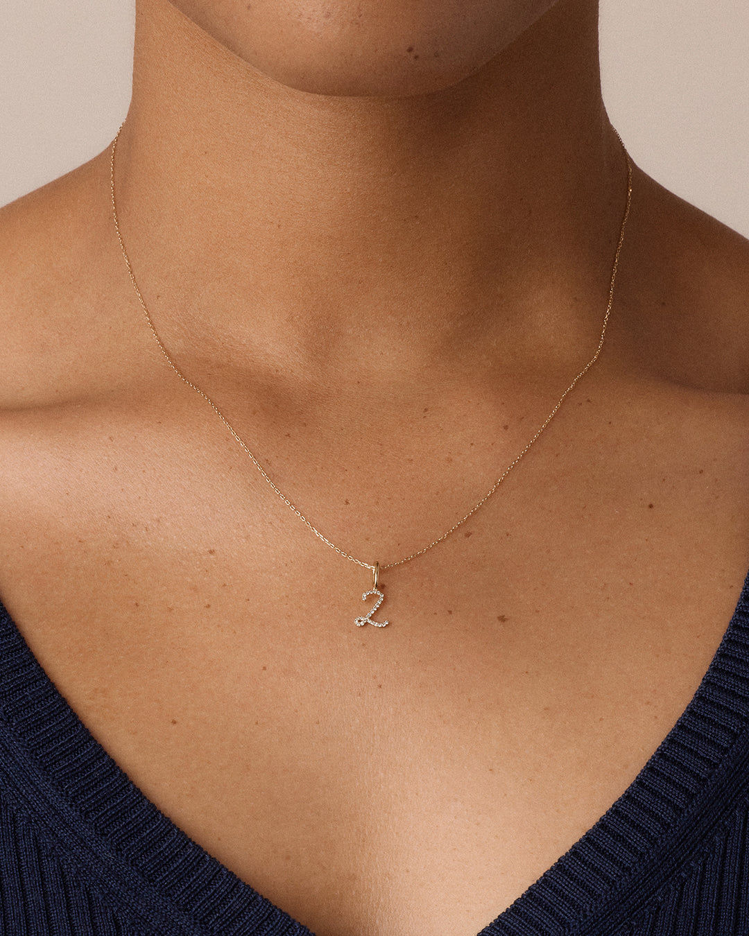 Diamond Script Alphabet Charm in 14K Gold