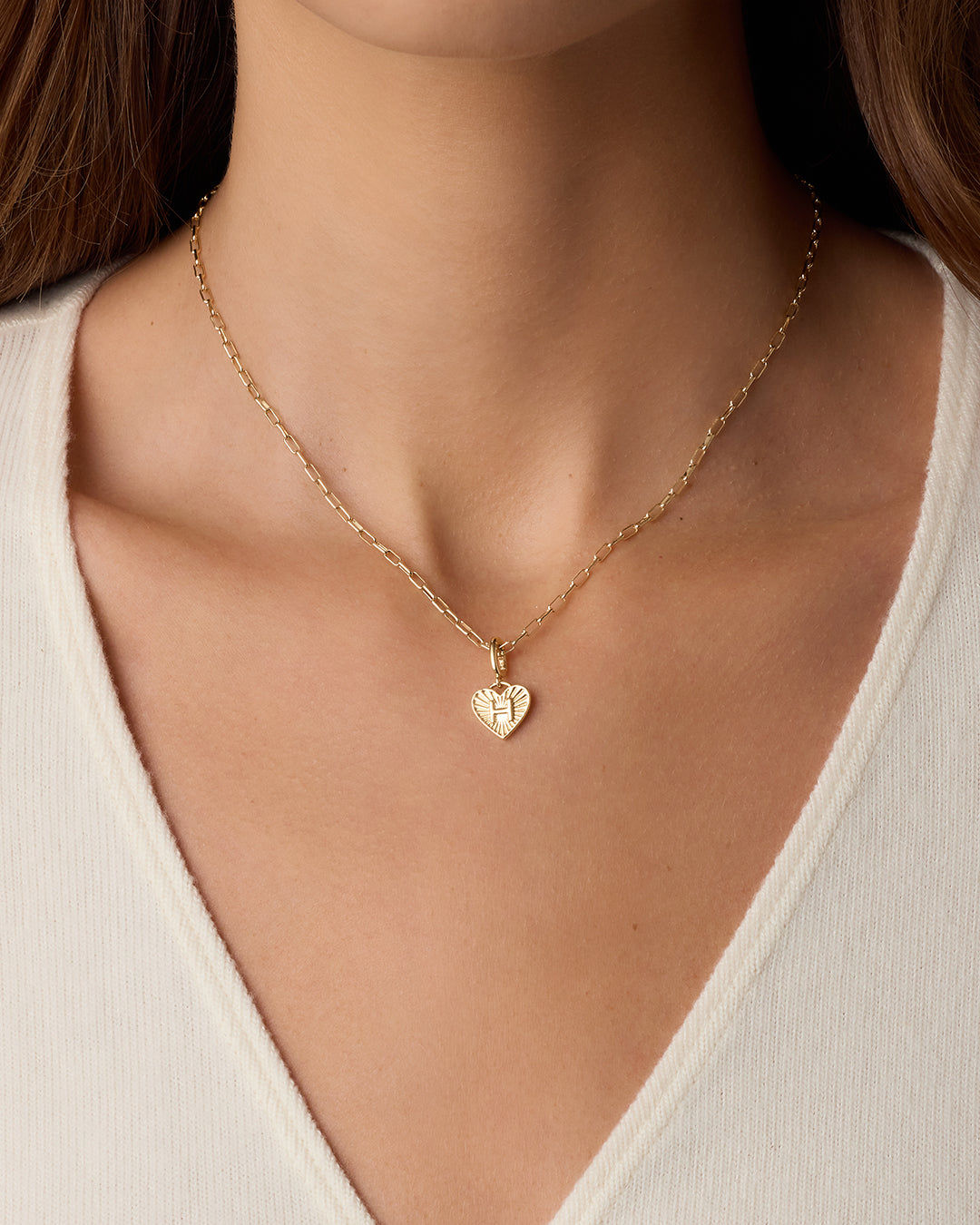 Vintage Heart Alphabet Charm in 18K Gold Plated