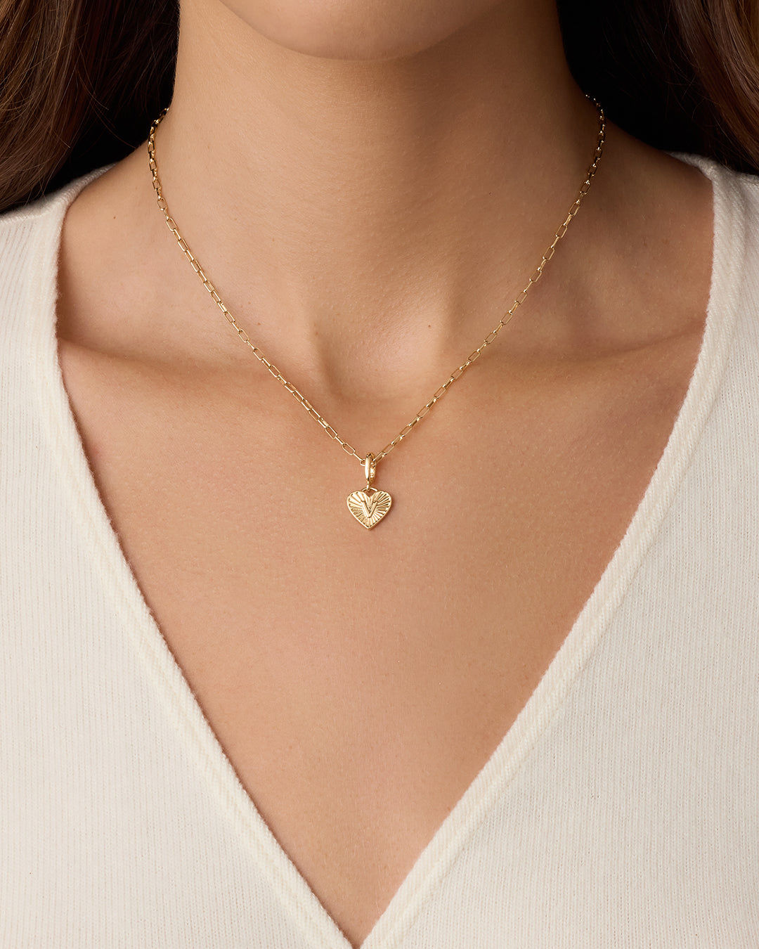 Vintage Heart Alphabet Charm in 18K Gold Plated