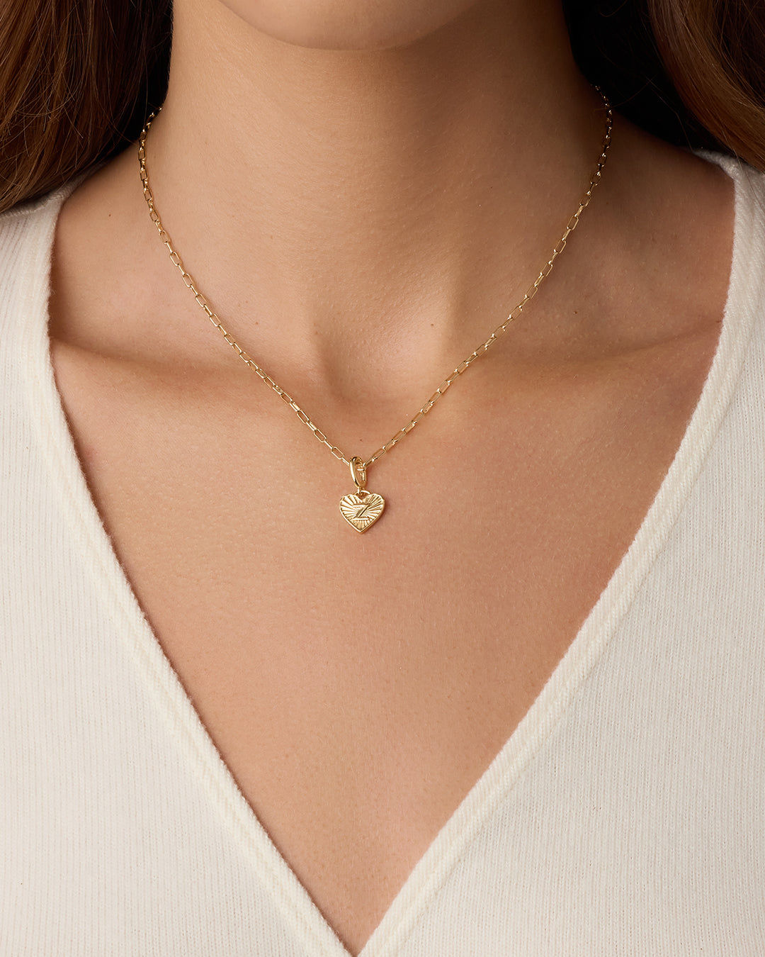 Vintage Heart Alphabet Charm in 18K Gold Plated