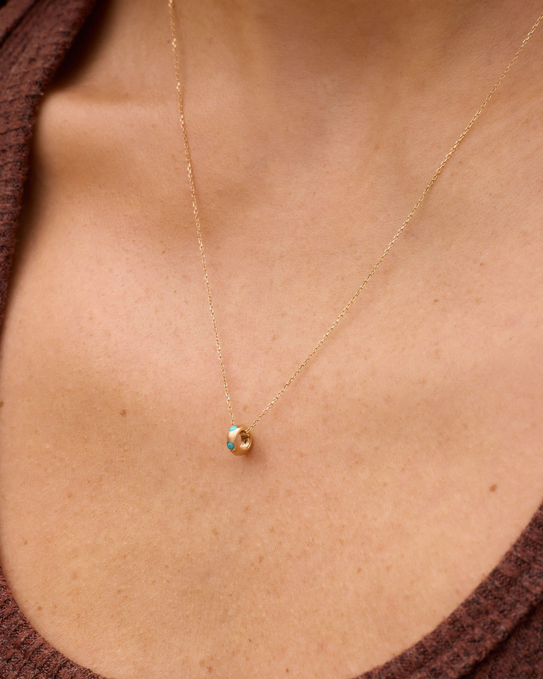 Birthstone Halo Charm Necklace in 14K Gold