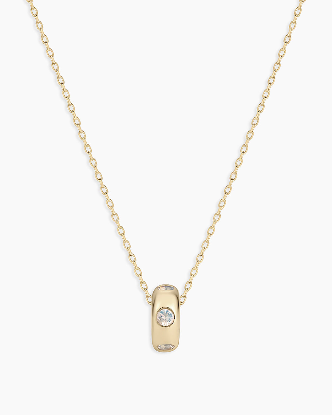 Birthstone Halo Charm Necklace in 14K Gold