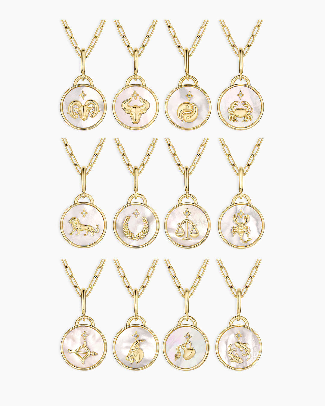 Vintage Zodiac Charm Necklace in 18K Gold Plated