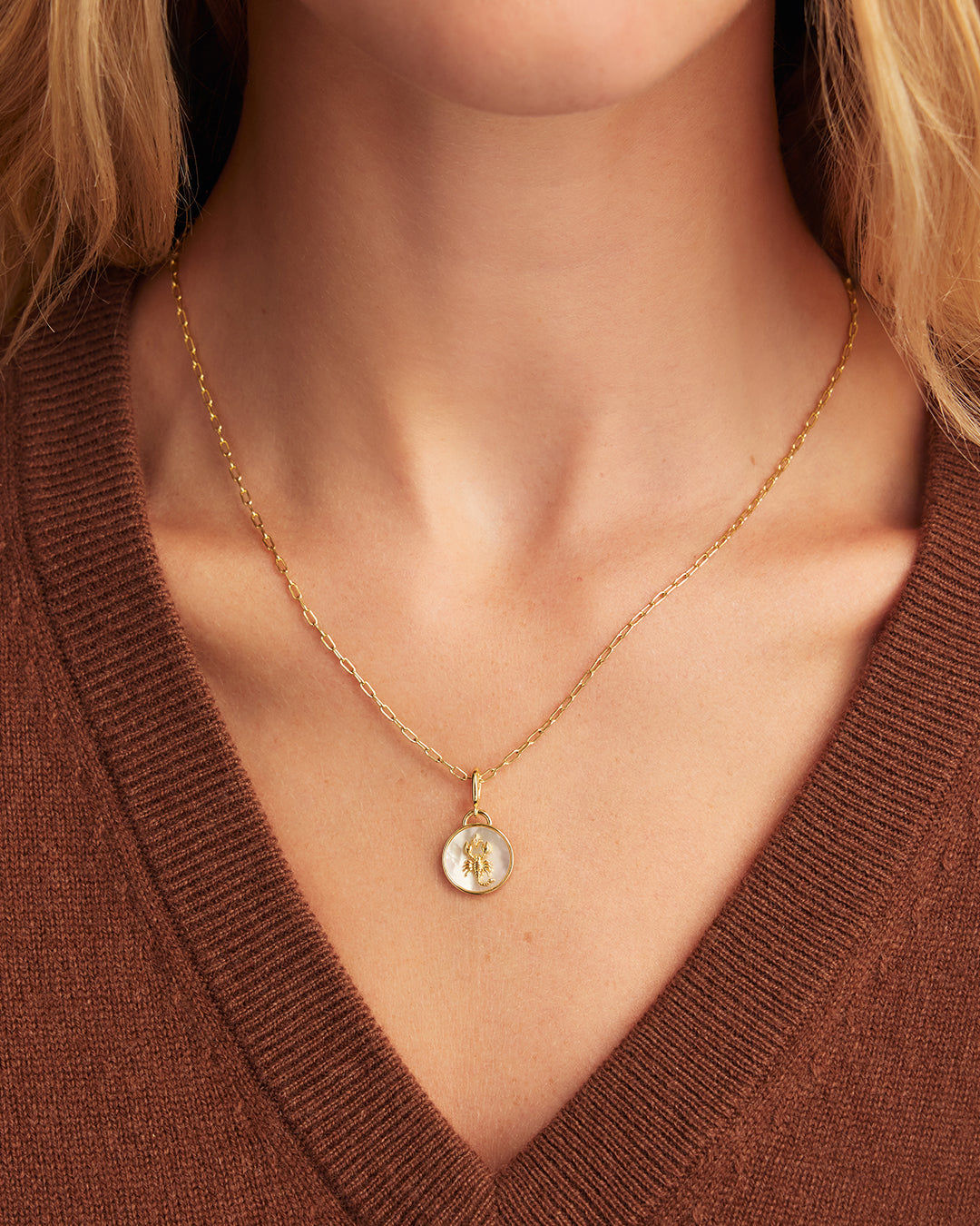 Vintage Zodiac Charm Necklace in 18K Gold Plated