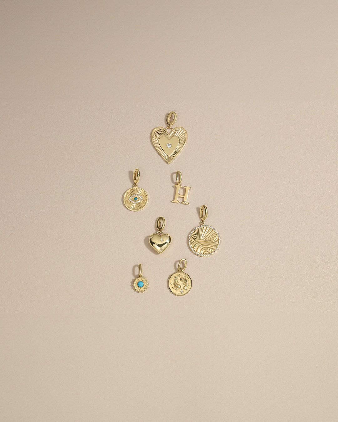 Diamond Zodiac Coin Charm in 14K Gold