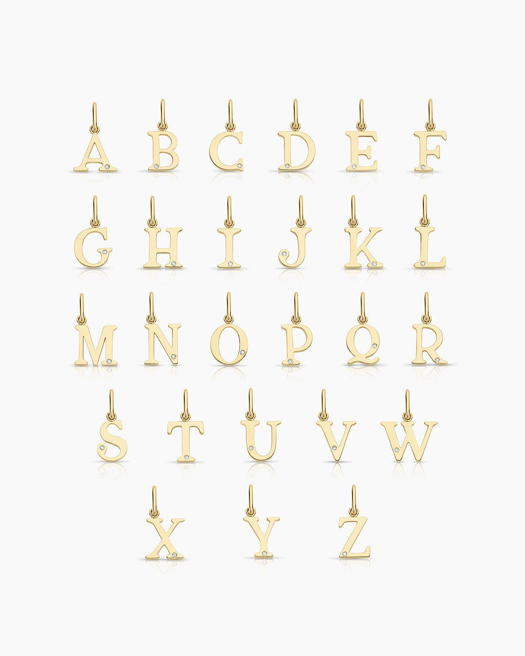 Diamond Vintage Alphabet Charm in 14K Gold