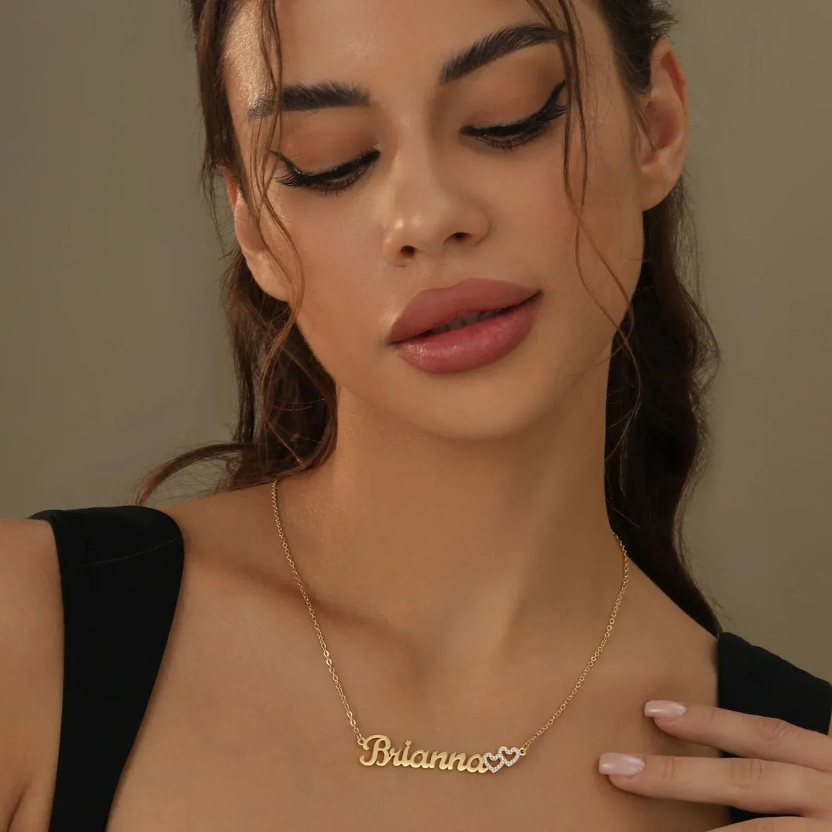 Iced Hearts Name Necklace