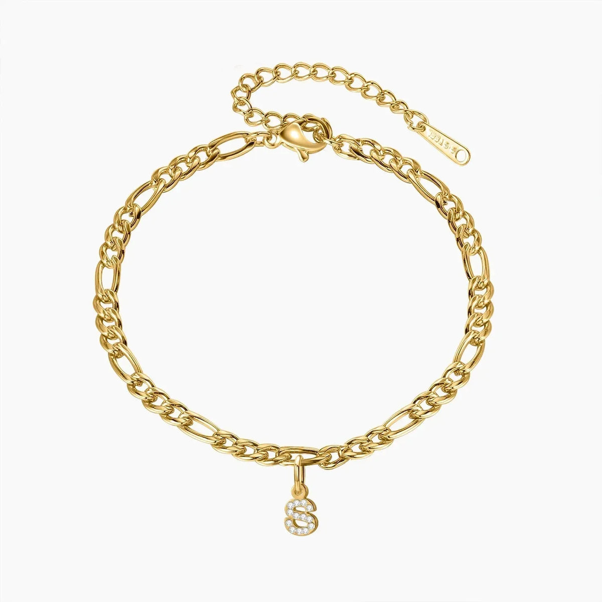 Iced Letter Figaro Chain Anklet