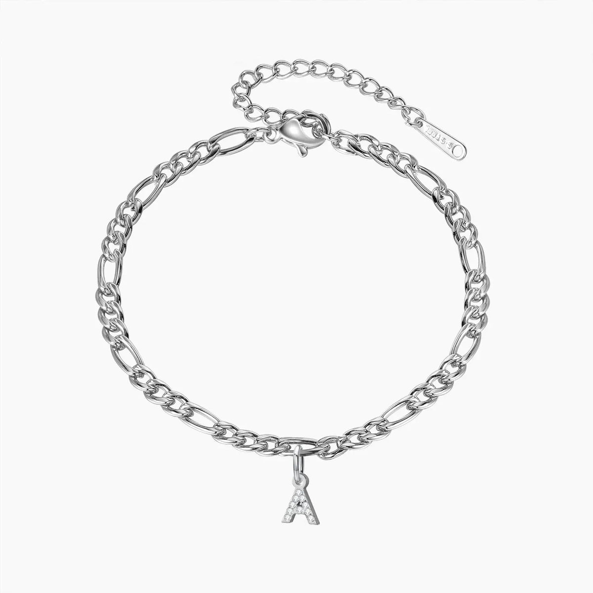 Iced Letter Figaro Chain Anklet
