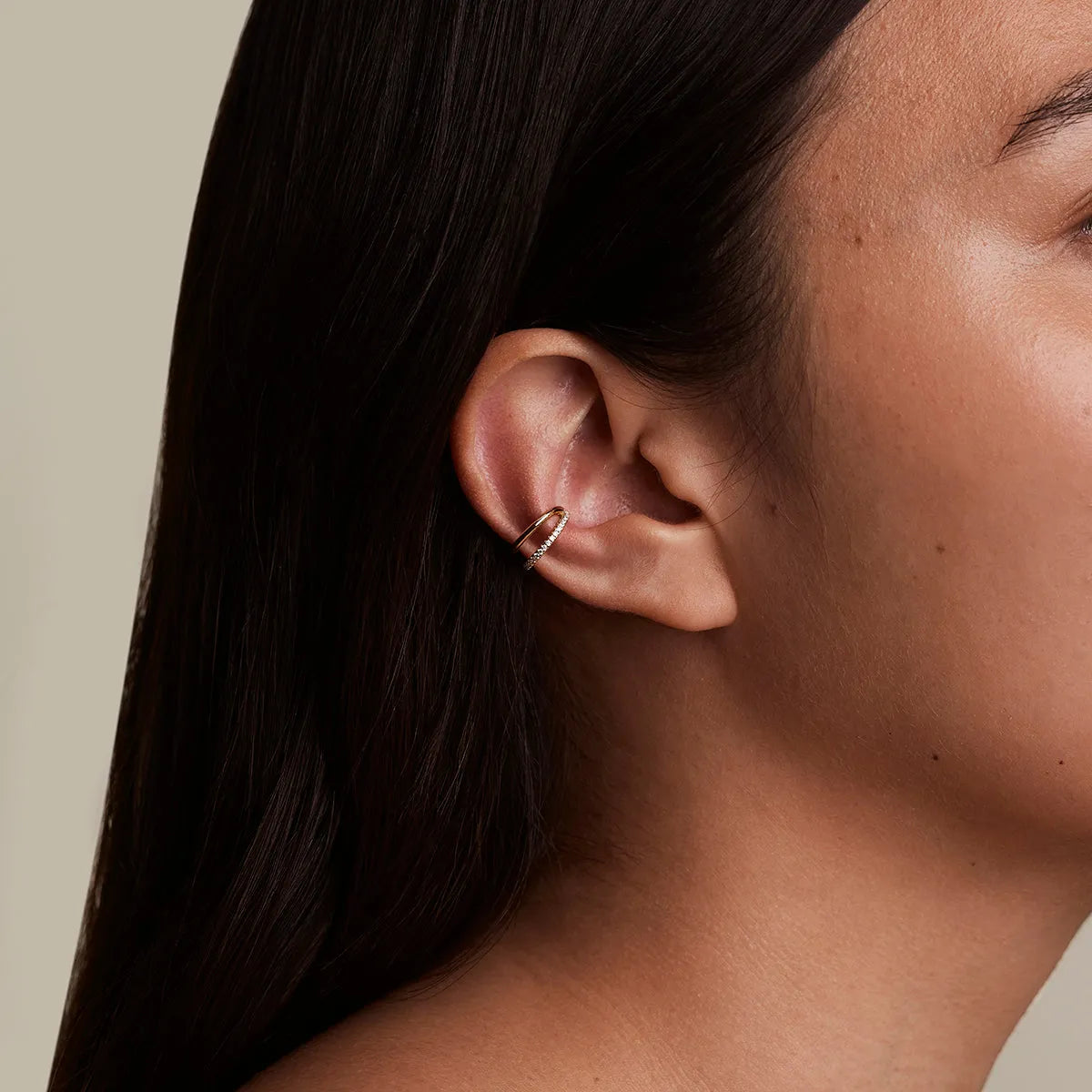 Illusion Crystal Ear Cuff in Gold