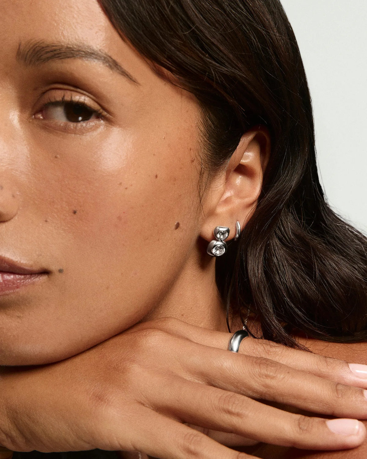 Inès Drop Stud Earrings Lab Grown Sapphire