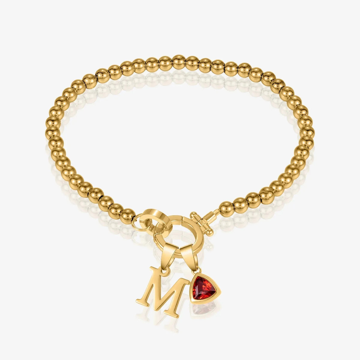 Initial Birthstone Beaded Bracelet