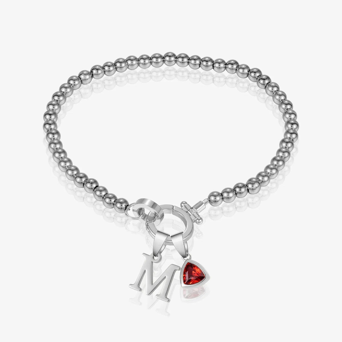 Initial Birthstone Beaded Bracelet