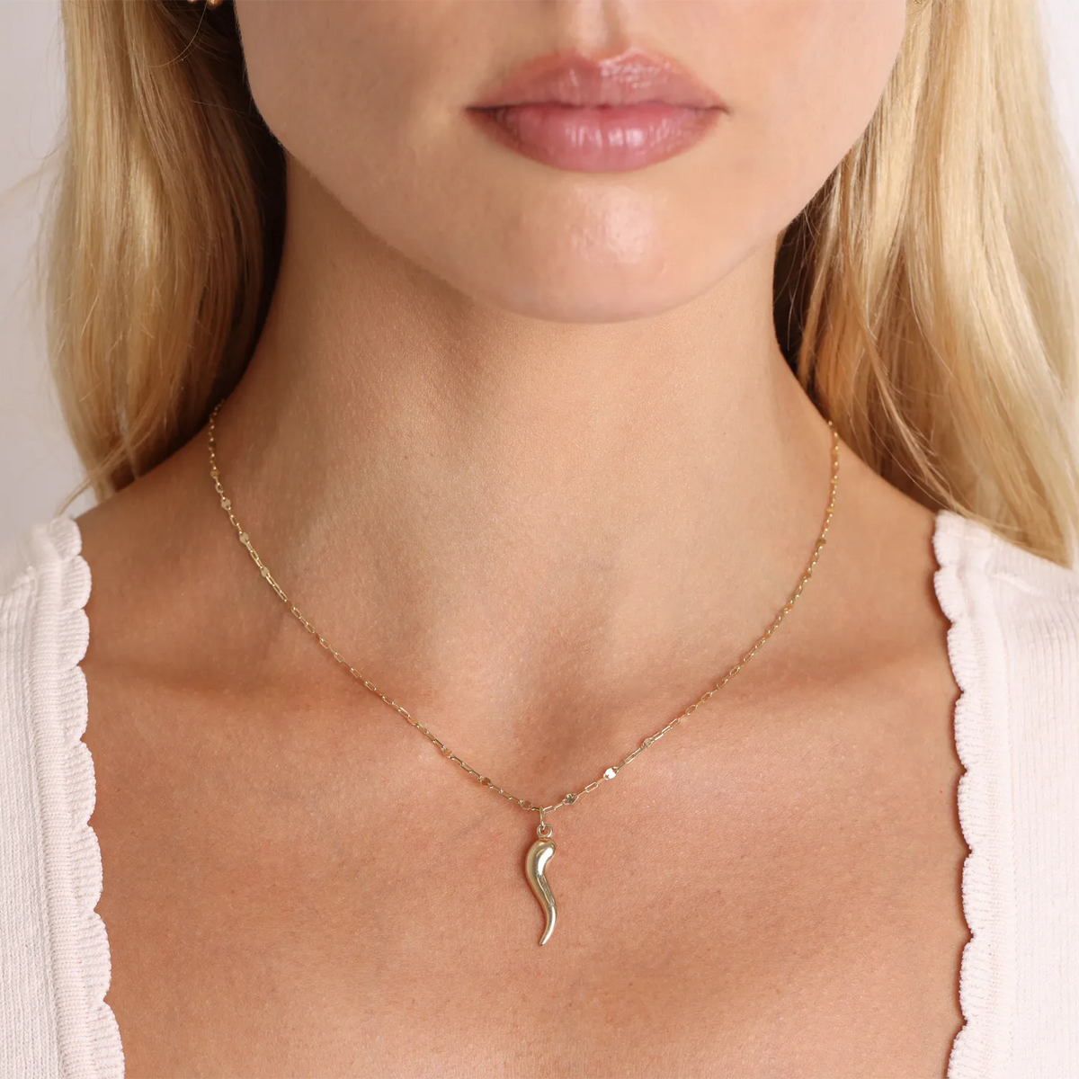 Italian Horn Charm in 14K Gold