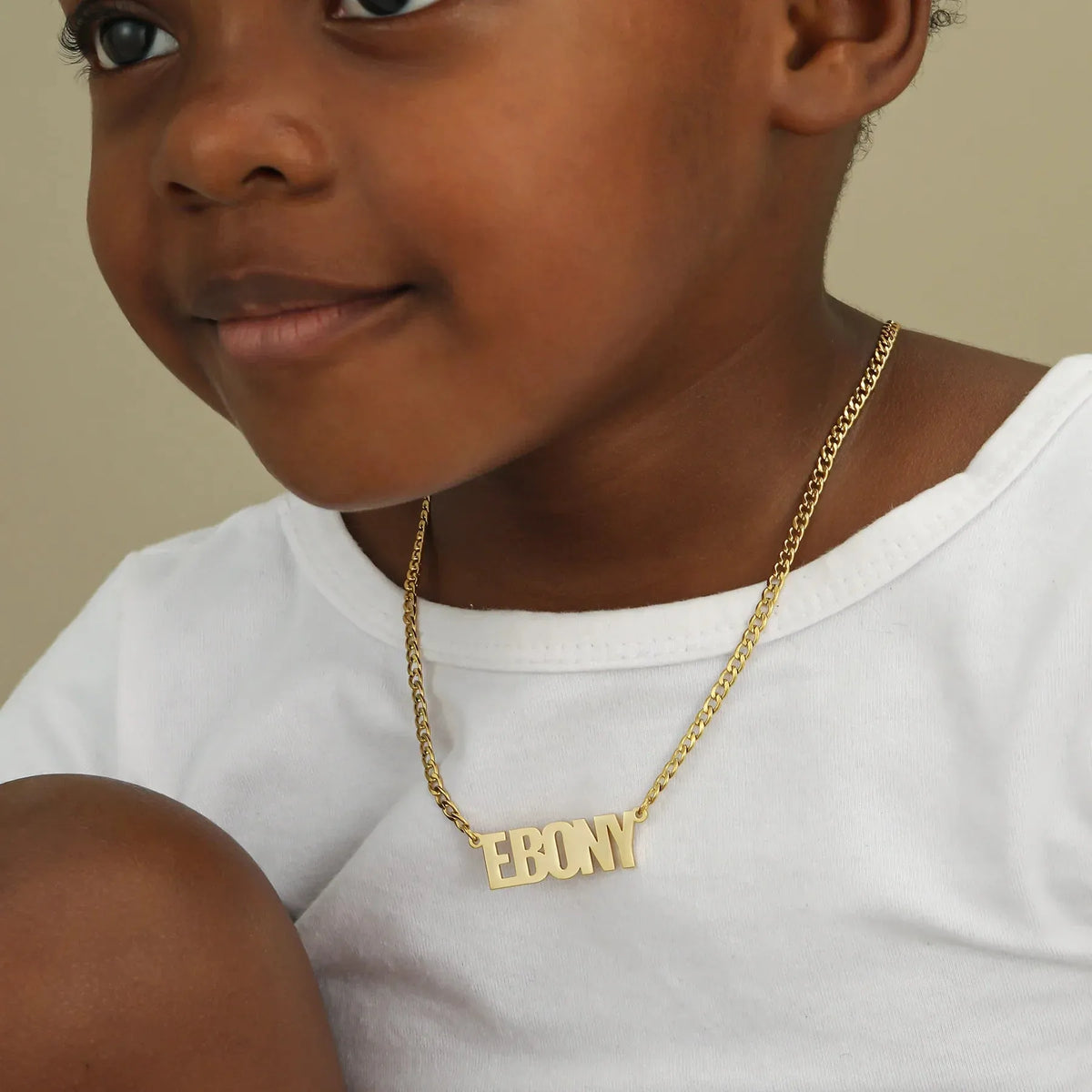 Kids' Block Name Cuban Chain Necklace