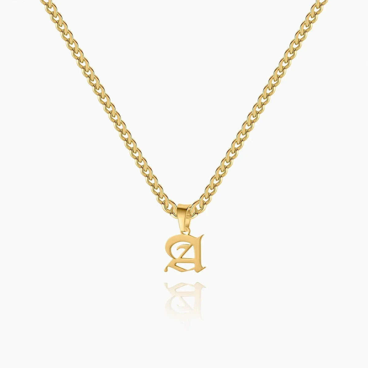 Kids Gothic Letter Cuban Chain Necklace