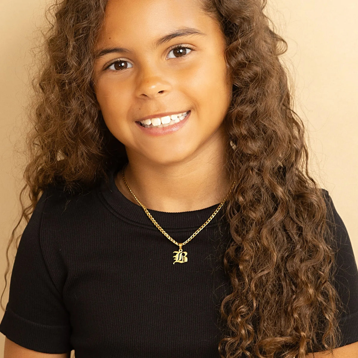 Kids Gothic Letter Cuban Chain Necklace