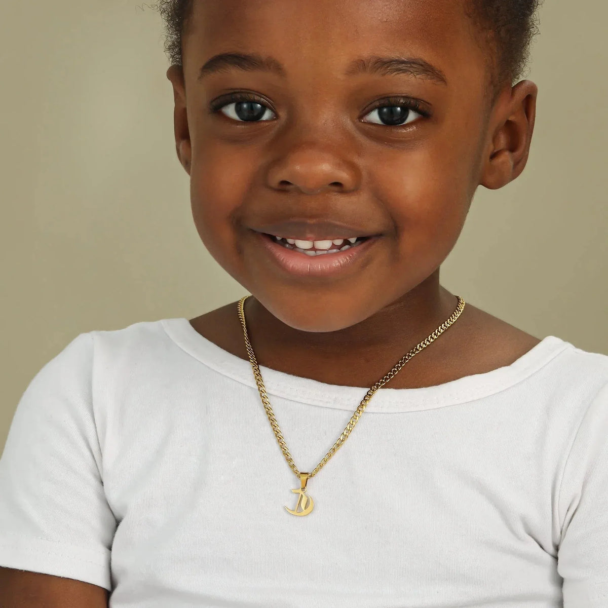 Kids Gothic Letter Cuban Chain Necklace