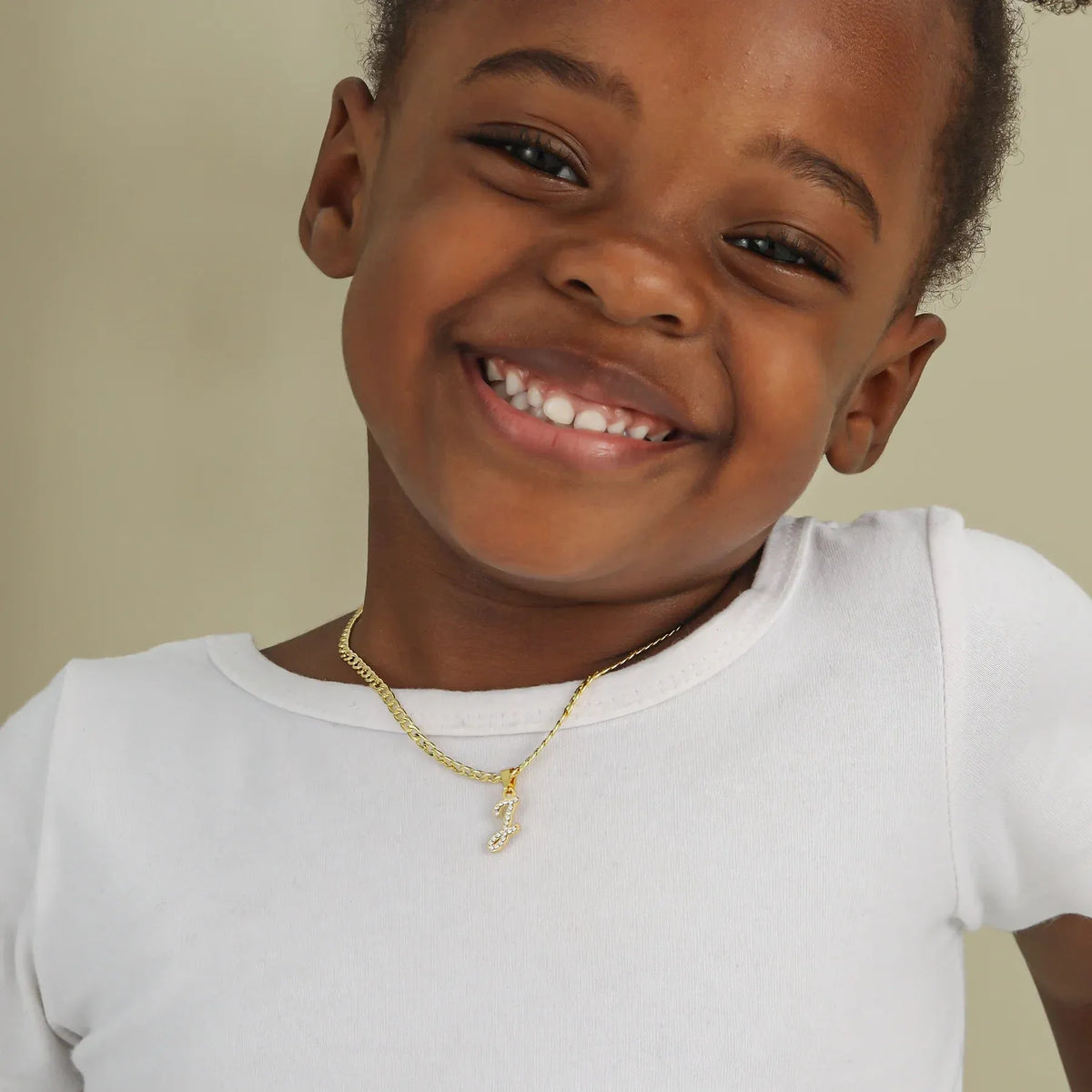 Kids' Script Iced Letter Necklace