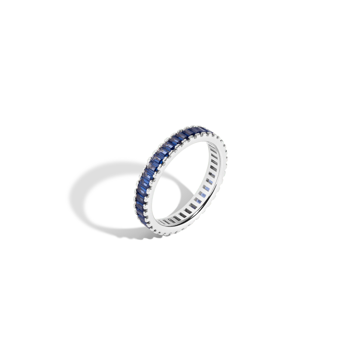 Lab Grown Blue Sapphire Baguette Eternity Ring