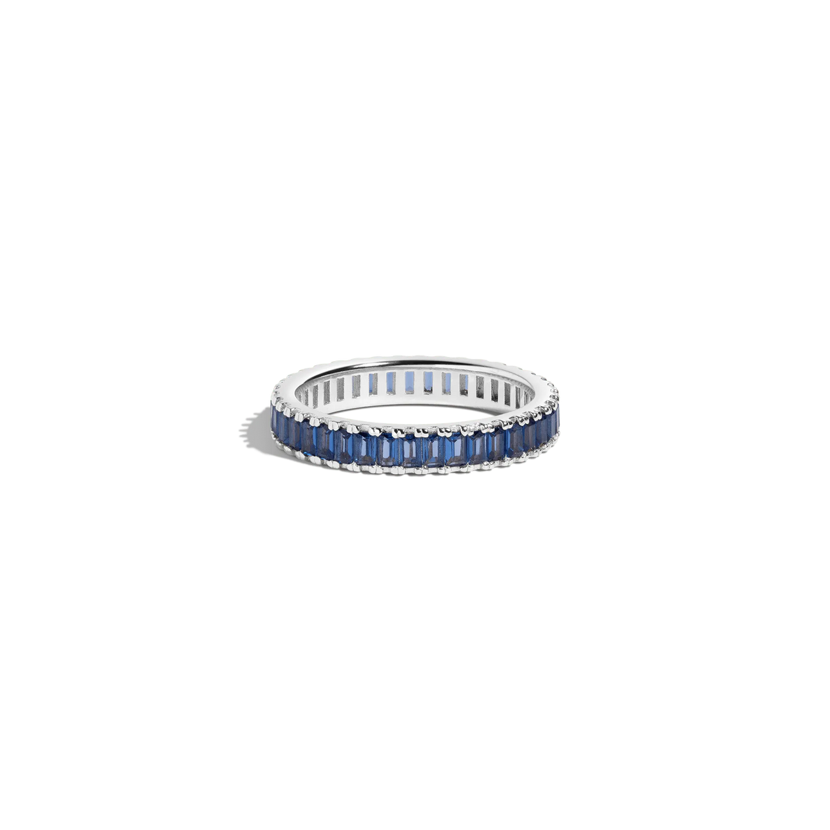 Lab Grown Blue Sapphire Baguette Eternity Ring