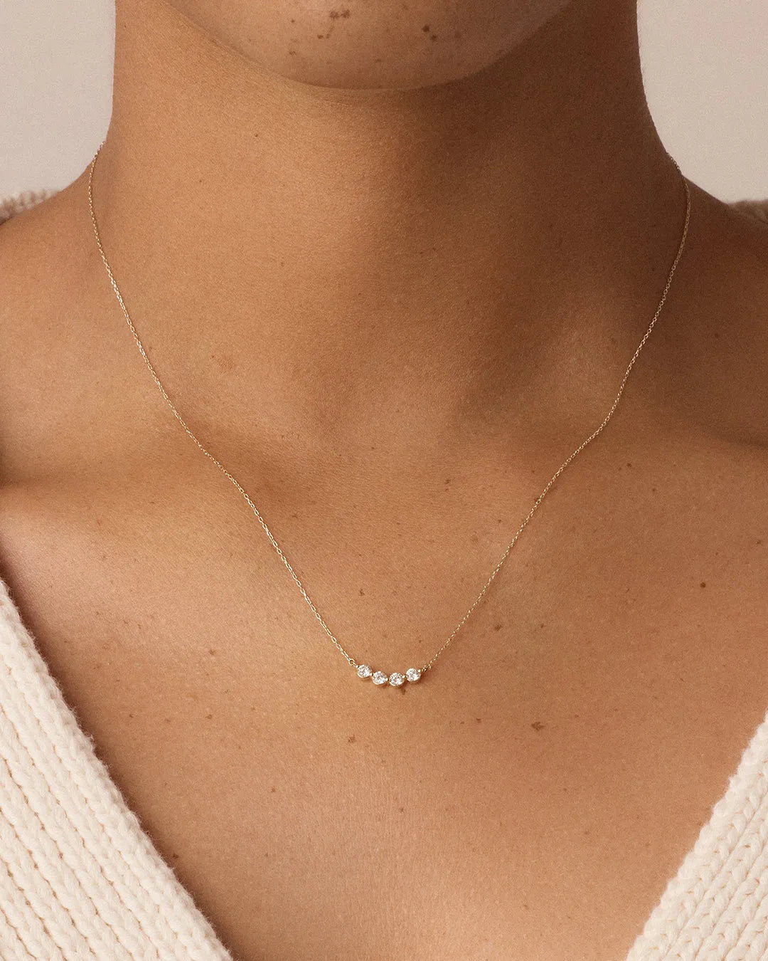 Lab Grown Diamond Halo Cluster Necklace in 14K Gold