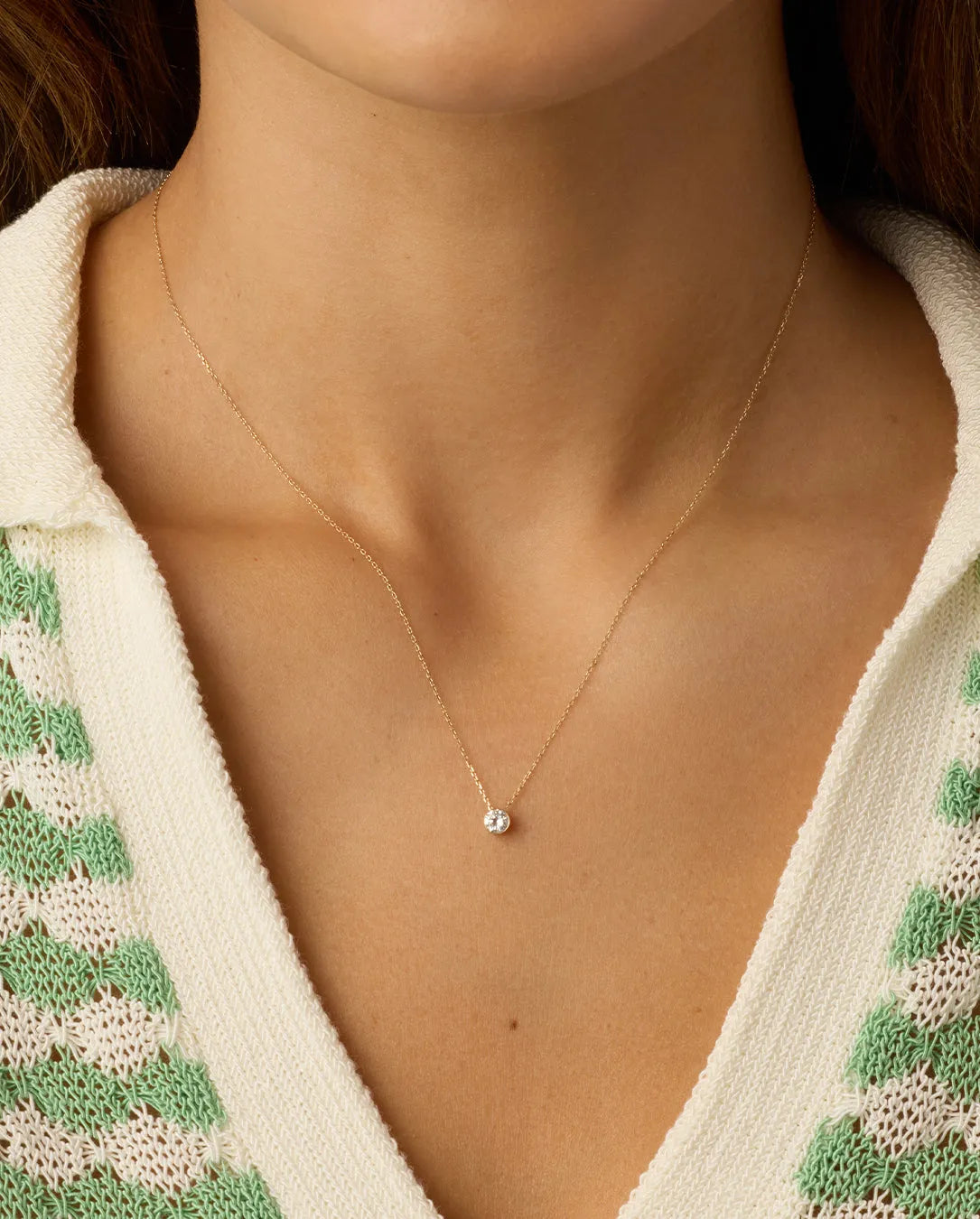 Lab Grown Diamond Halo Necklace in 14K Solid Gold