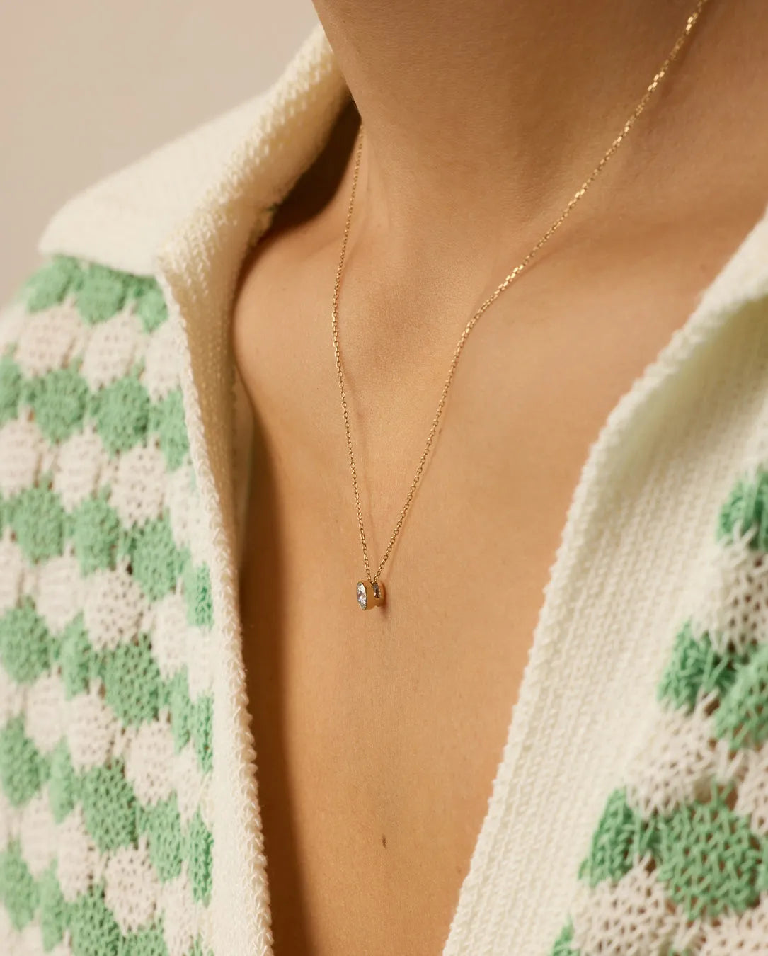 Lab Grown Diamond Halo Necklace in 14K Solid Gold