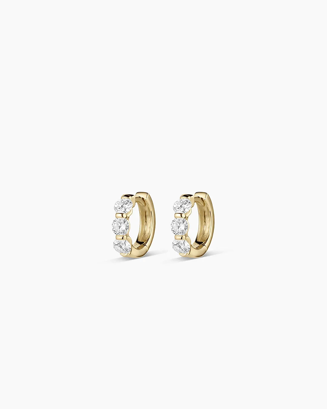 Lab Grown Diamond Halo Trio Huggies in 14K Gold