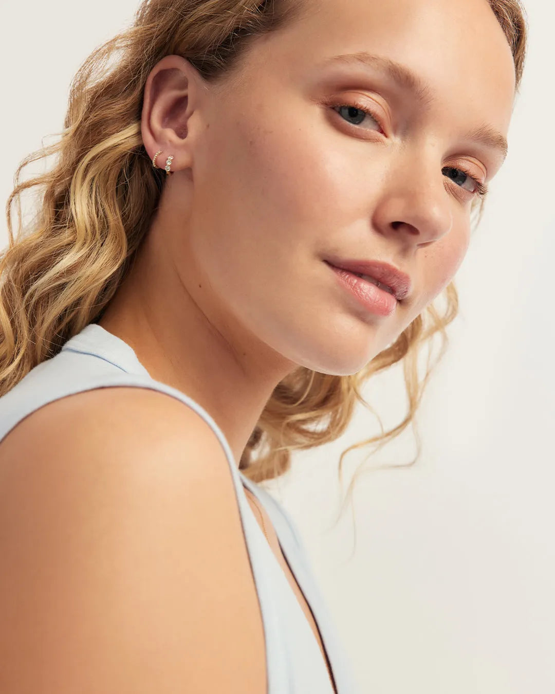 Lab Grown Diamond Halo Trio Huggies in 14K Gold