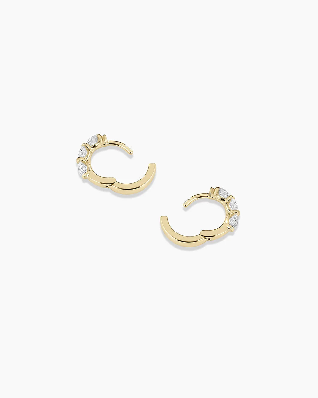 Lab Grown Diamond Halo Trio Huggies in 14K Gold